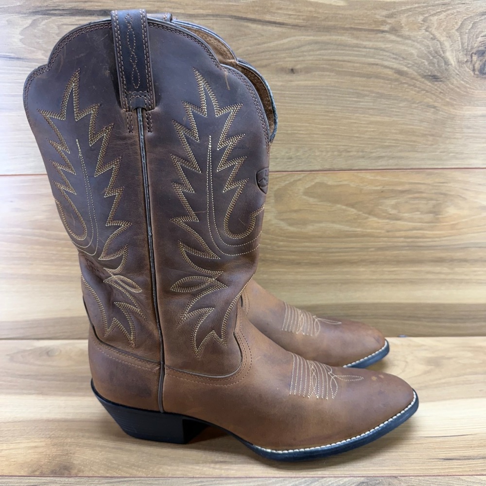 ARIAT Heritage R Toe Western Boots Womens 9 B Brown Leather Boho Coastal Cowgirl